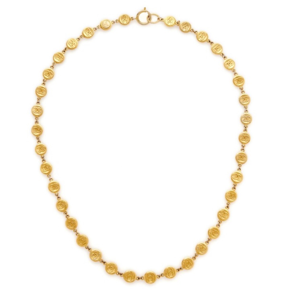 Chanel Rare Gold CC Logo Coin Necklace